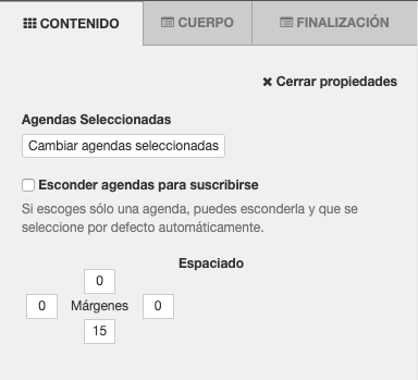 Puedes esconder las agendas si solo hay una seleccionada - Telemail Comunicatemas