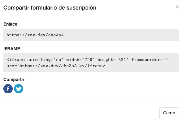 Compartir formulario de suscripción - Telemail Comunicatemas